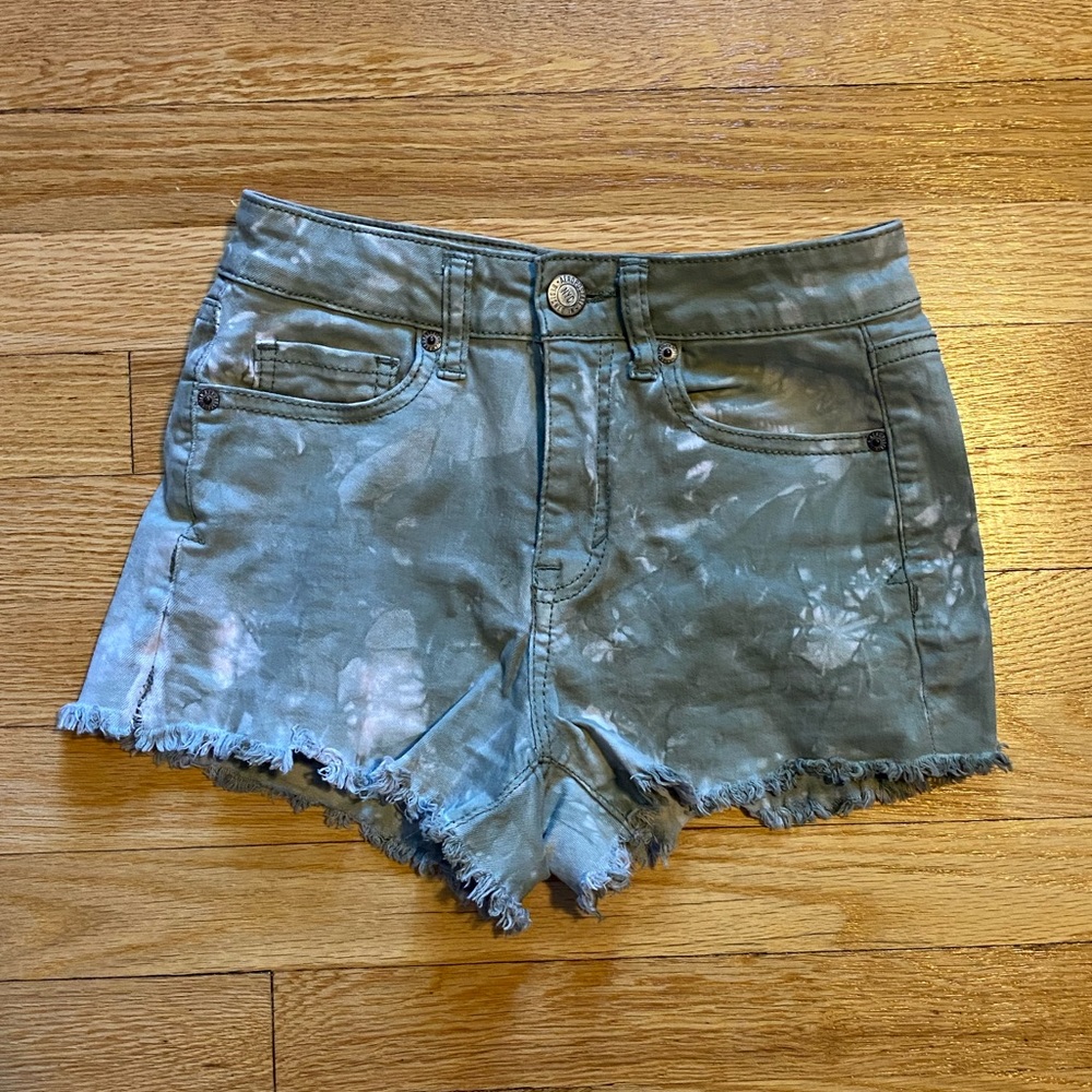 Green Tie Dye High Waisted Shorts